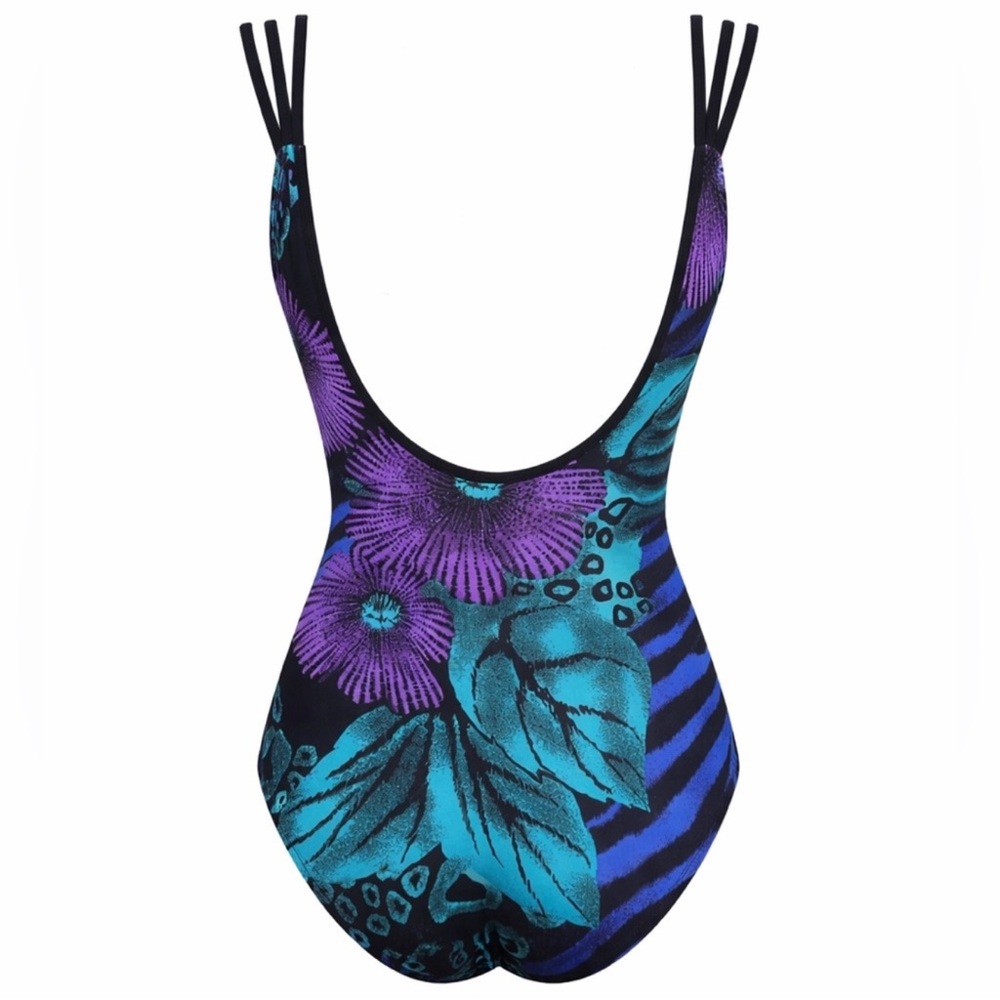 VTG 90s Jantzen Tiger Leopard Jungle Print One Piece Swim‎ Suit Small - Picture 2 of 15